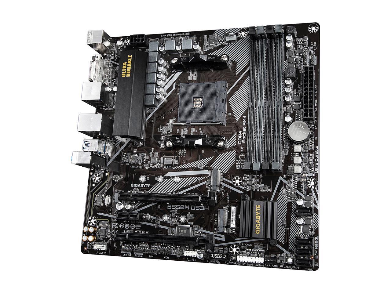 Gigabyte B550M Ds3H Am4 Amd B550 Micro-Atx Motherboard With Dual M.2, Sata  6Gb/S, Usb 3.2 Gen 1, Pcie 4.0