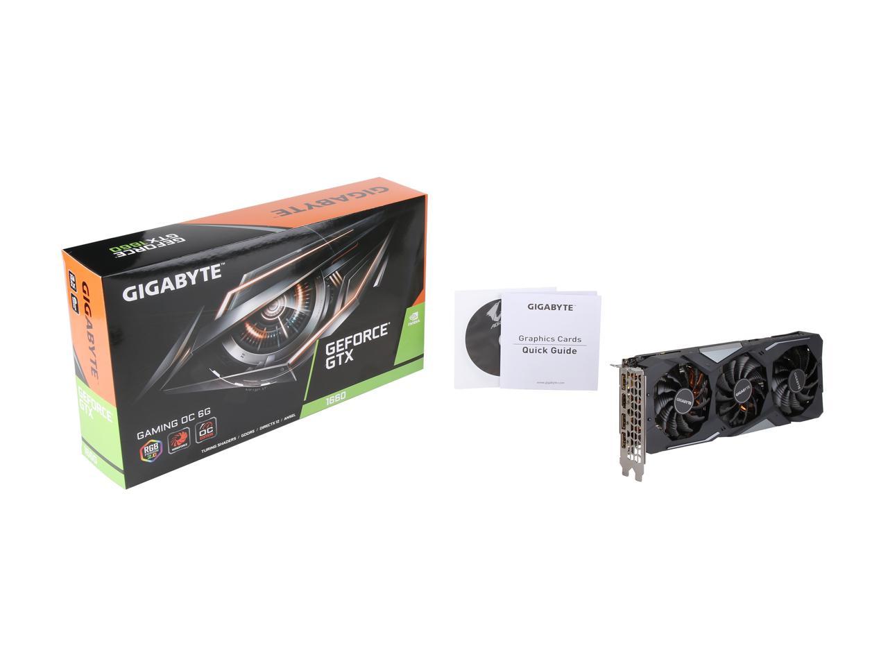 Gigabyte Geforce Gtx 1660 Gaming Oc 6G Graphics Card, 3 X Windforce Fans, 6Gb 192-Bit Gddr5, Gv-N1660Gaming Oc-6Gd Video Card