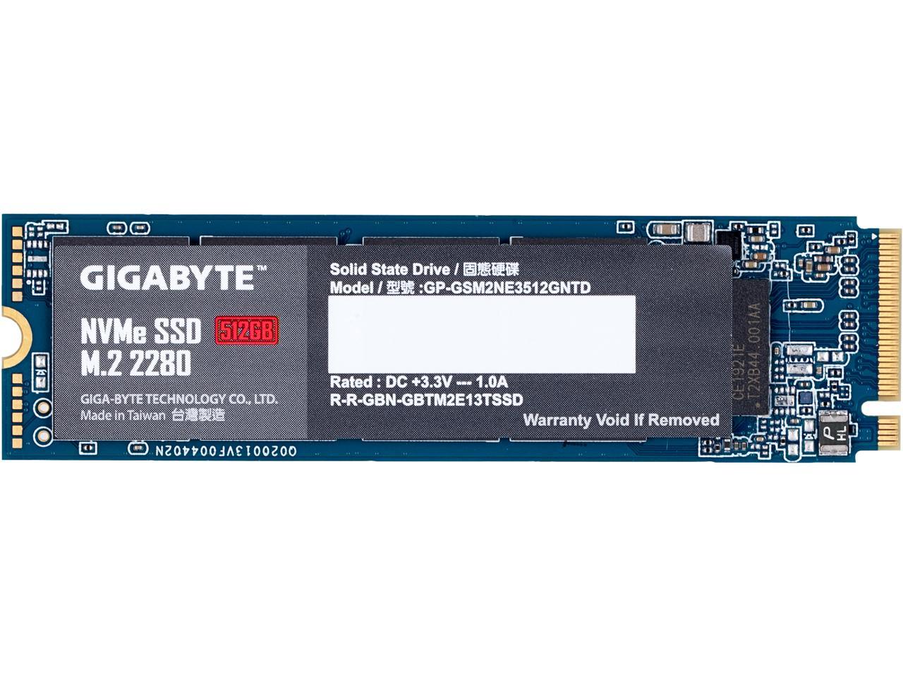 Gigabyte M.2 2280 512Gb Pci-Express 3.0 X4, Nvme 1.3 Internal Solid State Drive (Ssd) Gp-Gsm2Ne3512Gntd