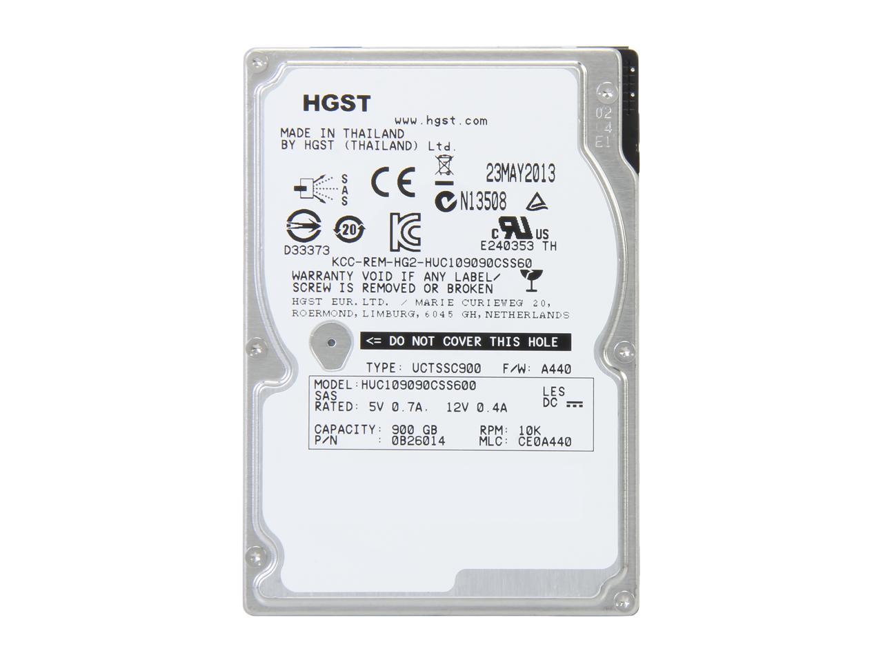 Hgst Ultrastar C10K900 Huc109090Css600 (0B26014) 900Gb 10000 Rpm 64Mb Cache Sas 6Gb/S 2.5" Internal Enterprise Hard Drive Bare Drive