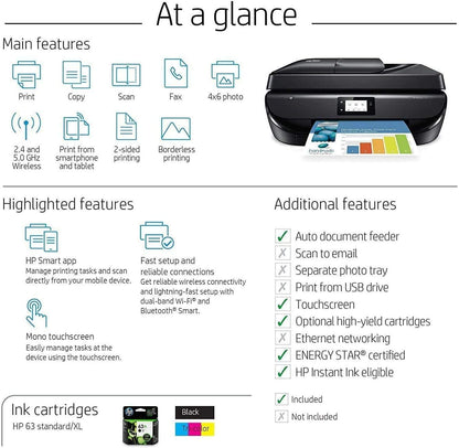 Hp Officejet 5255 Wireless All-In-One Printer, Hp Instant Ink,(M2U75A), Black