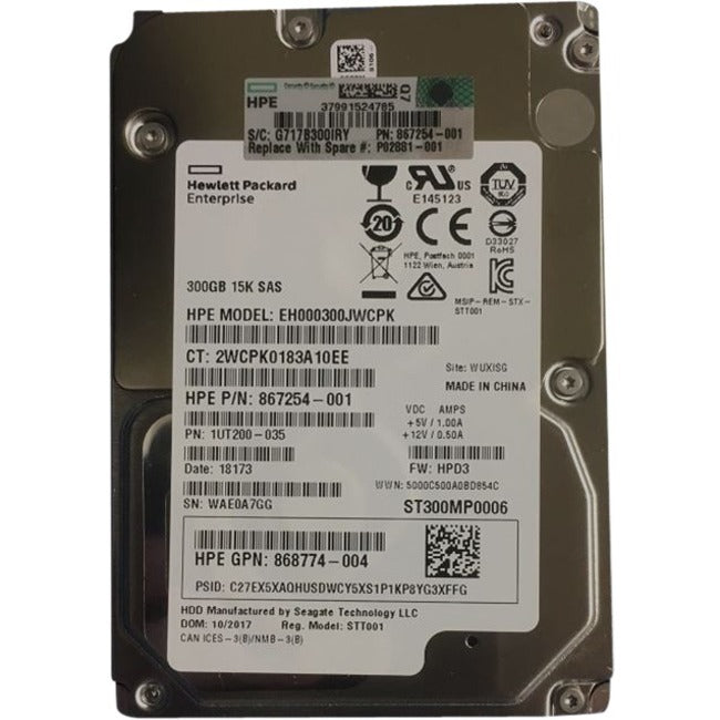 Hpe 300 Gb Hard Drive - 2.5" Internal - Sas