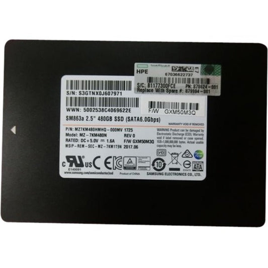 Hpe Sm863A 480 Gb Solid State Drive - 2.5" Internal - Sata (Sata/600)