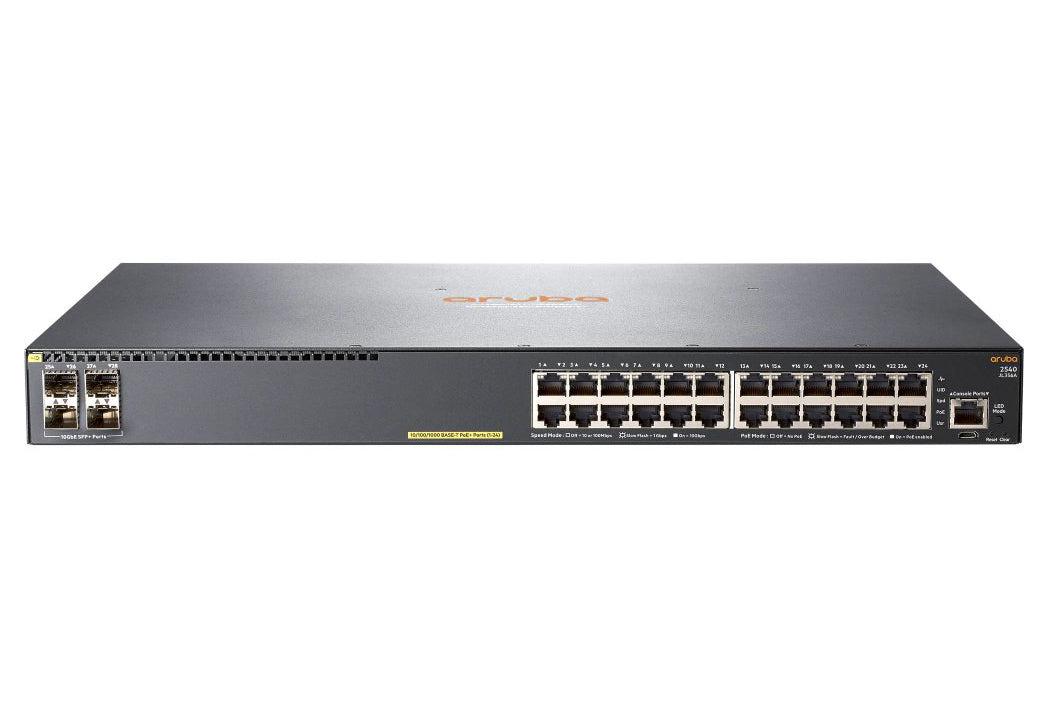 Hewlett Packard Enterprise Aruba 2540 24G Poe+ 4Sfp+ Managed L2 Gigabit Ethernet (10/100/1000) Power Over Ethernet (Poe) 1U Grey