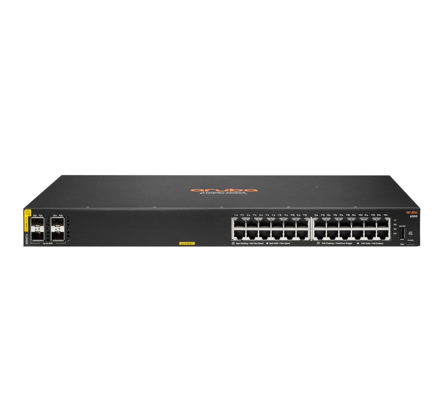 Hewlett Packard Enterprise Aruba 6000 24G Class4 Poe 4Sfp 370W Managed L3 Gigabit Ethernet (10/100/1000) Power Over Ethernet (Poe) 1U