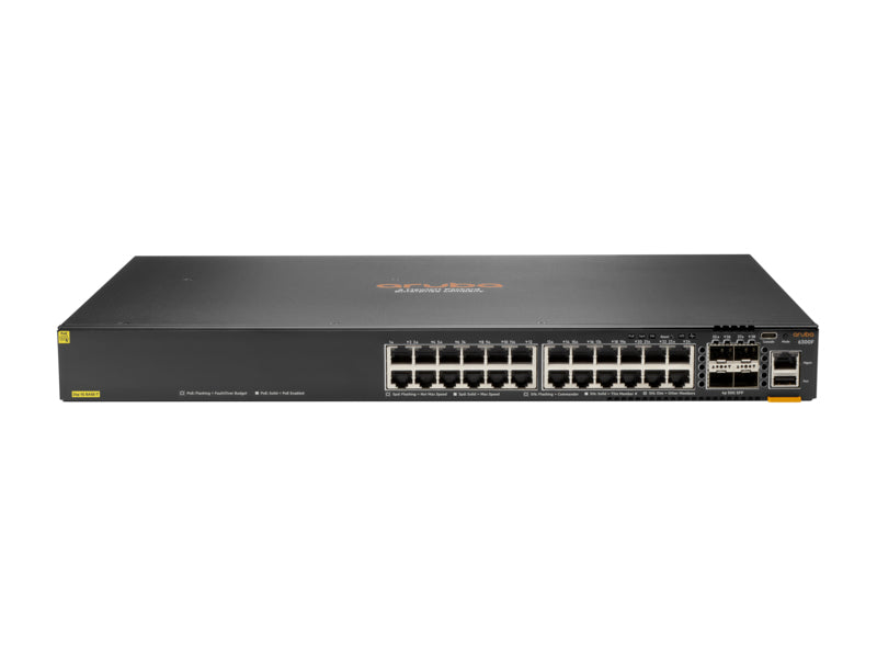 Hewlett Packard Enterprise Aruba 6300F 24-Port 1Gbe Class 4 Poe & 4-Port Sfp56 Managed L3 Gigabit Ethernet (10/100/1000) Power Over Ethernet (Poe) 1U Grey