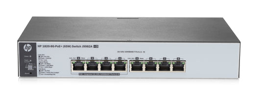 Hewlett Packard Enterprise Officeconnect 1820 8G Poe+ (65W) Managed L2 Gigabit Ethernet (10/100/1000) Power Over Ethernet (Poe) 1U Grey