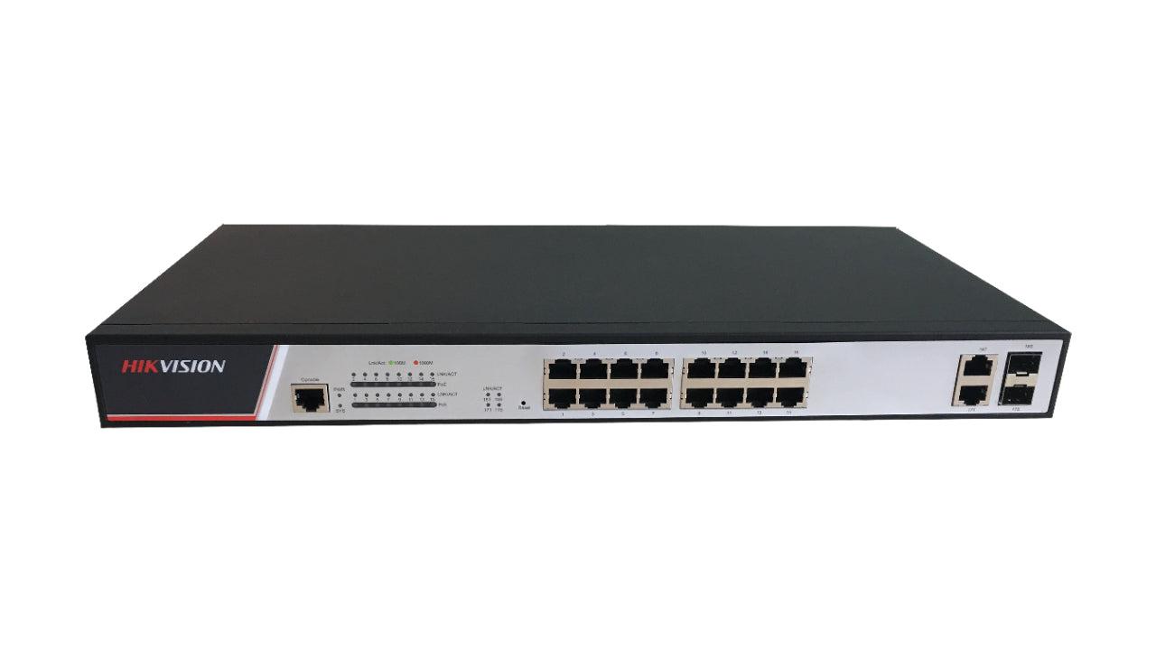 Hikvision Digital Technology Ds-3E2318P Network Switch Managed L2 Fast Ethernet (10/100) Power Over Ethernet (Poe) Black, Grey