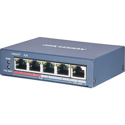 Hikvision Digital Technology Ds-3E0105P-E2 Network Switch Unmanaged Fast Ethernet (10/100) Power Over Ethernet (Poe) Blue, Grey