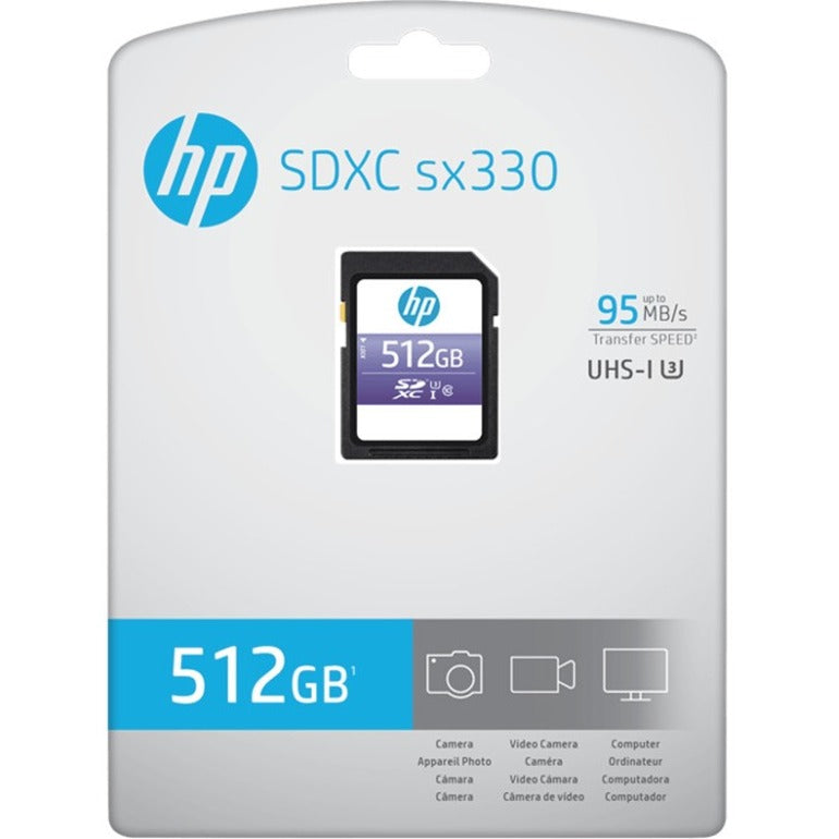 Hp 512Gb Sx330 Class 10 U3 Sdxc,Flash Memory Card