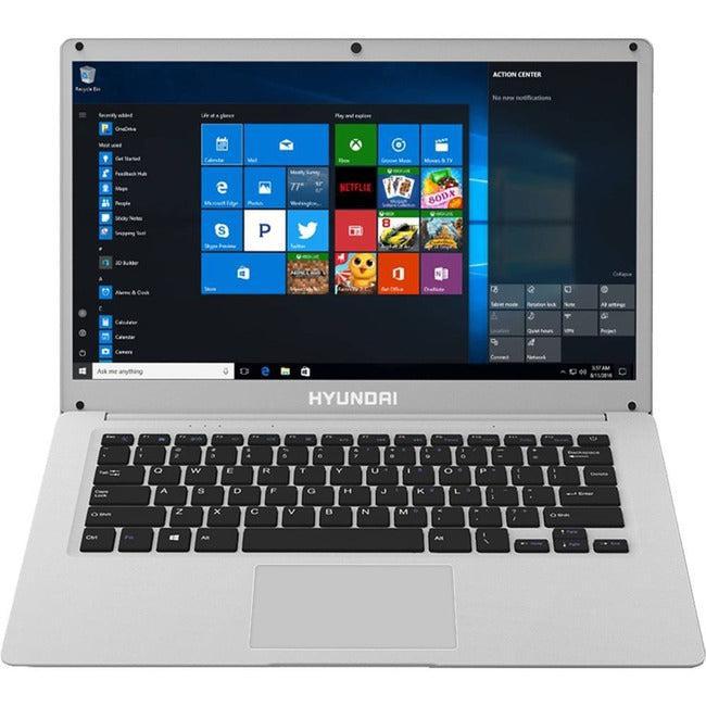 Hyundai Hybook 14.1" Celeron Laptop, 8Gb Ram, 128Gb Ssd, Front Webcam, Rj45, Windows 10 Home, Wifi, Silver