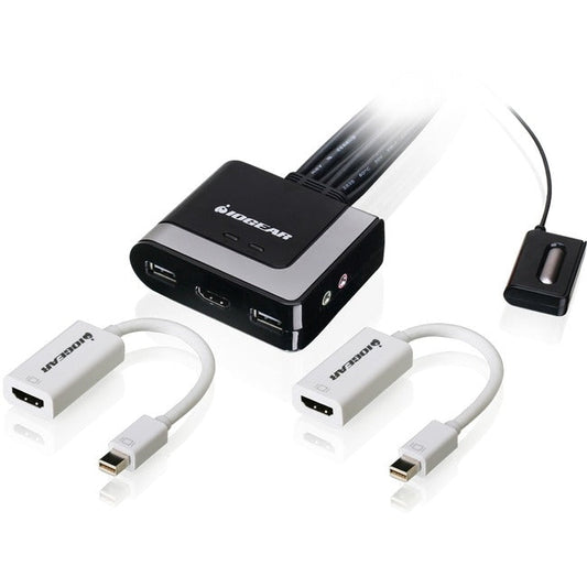 Iogear 2-Port Hd Cable Kvm With Minidisplayport Adapters Bundle