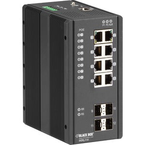 Industrial Managed Gigabit Ethe,Rnet Poe+ Switch - (8) Rj-45 (4) Sf