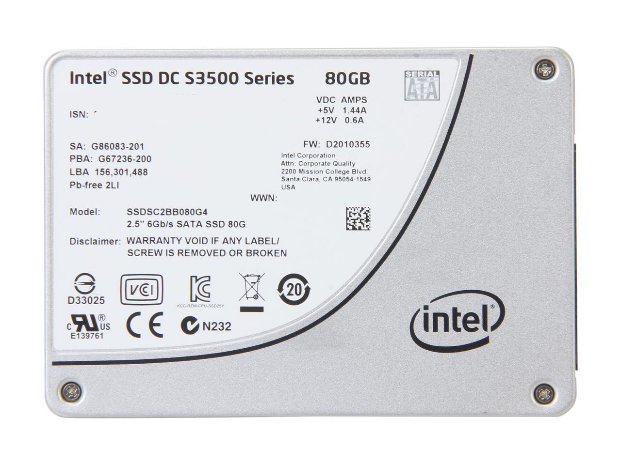 Intel Dc S3500 Ssdsc2Bb080G401 2.5" 80Gb Sata Iii Mlc Business Solid State Drive