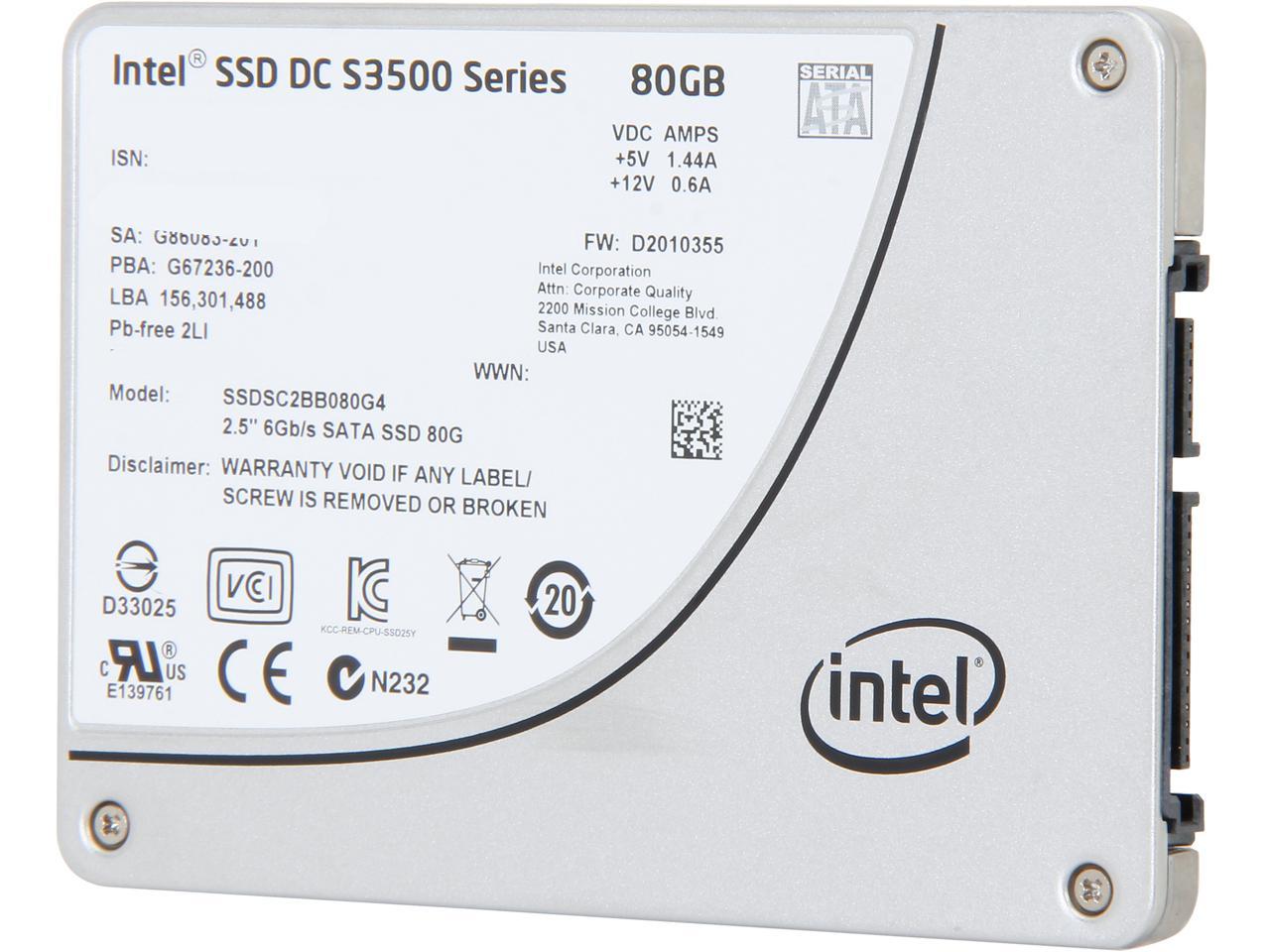 Intel Dc S3500 Ssdsc2Bb080G401 2.5" 80Gb Sata Iii Mlc Business Solid State Drive