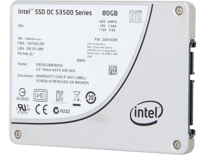 Intel Dc S3500 Ssdsc2Bb080G401 2.5" 80Gb Sata Iii Mlc Business Solid State Drive