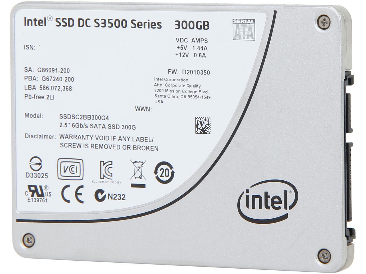 Intel Dc S3500 Ssdsc2Bb300G401 2.5" 300Gb Sata 3.0 6Gb/S Mlc Solid State Drive