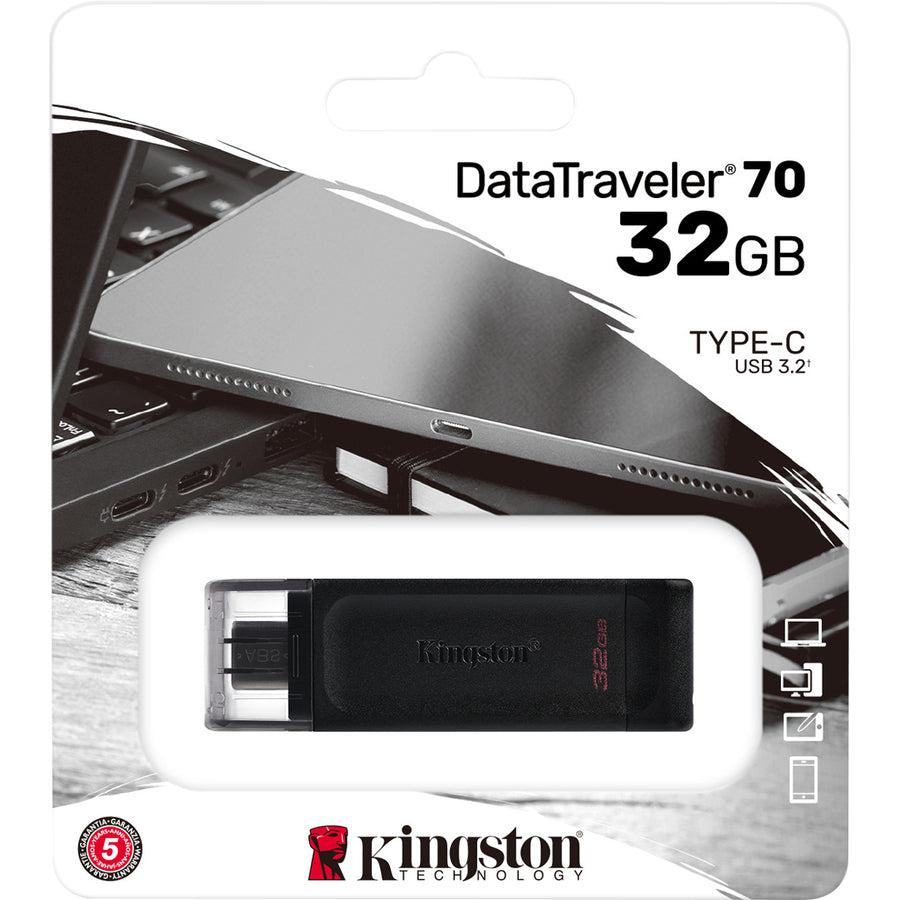 Kingston Technology Datatraveler 70 Usb Flash Drive 32 Gb Usb Type-C 3.2 Gen 1 (3.1 Gen 1) Black