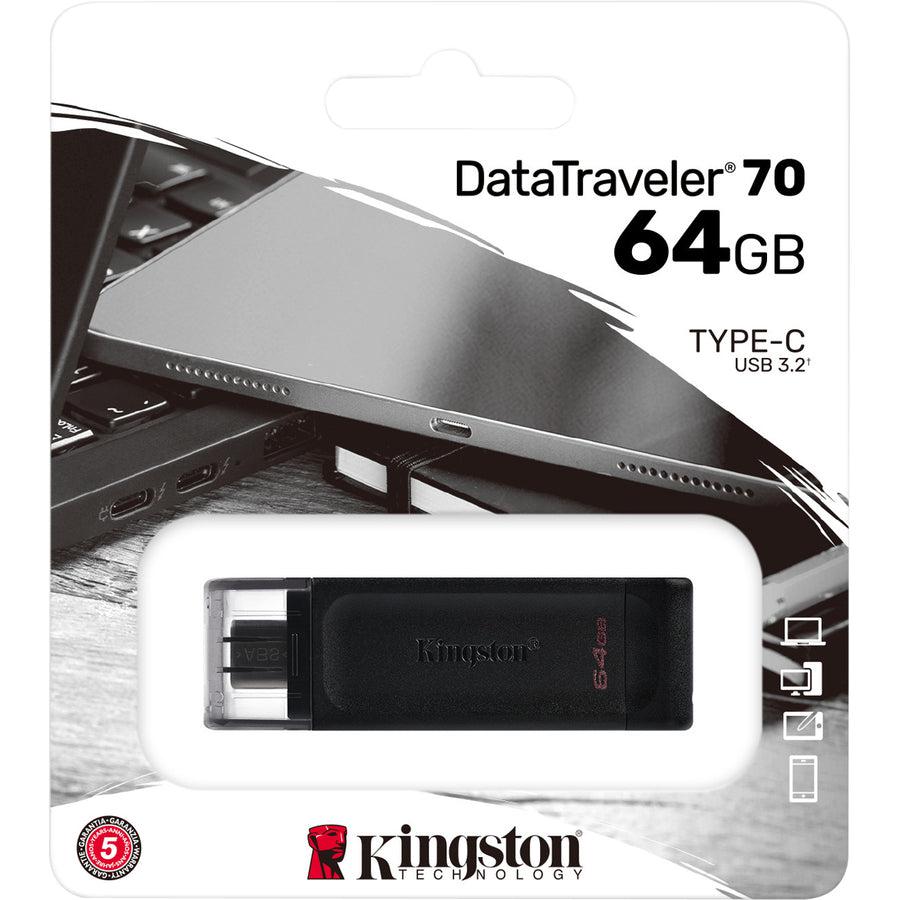 Kingston Technology Datatraveler 70 Usb Flash Drive 64 Gb Usb Type-C 3.2 Gen 1 (3.1 Gen 1) Black