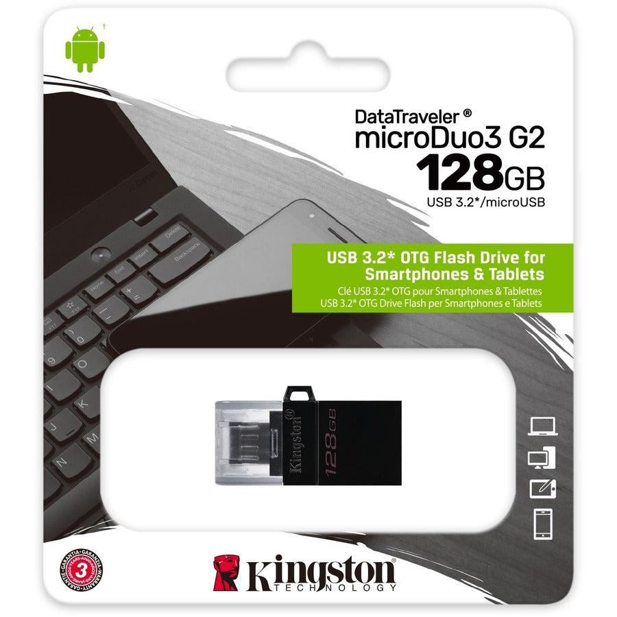 Kingston Technology Datatraveler Microduo3 G2 Usb Flash Drive 128 Gb Usb Type-A / Micro-Usb 3.2 Gen 1 (3.1 Gen 1) Black