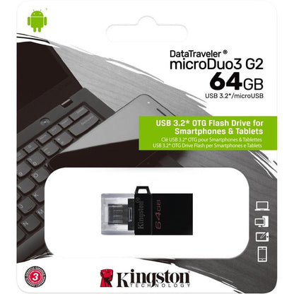 Kingston Technology Datatraveler Microduo3 G2 Usb Flash Drive 64 Gb Usb Type-A / Micro-Usb 3.2 Gen 1 (3.1 Gen 1) Black