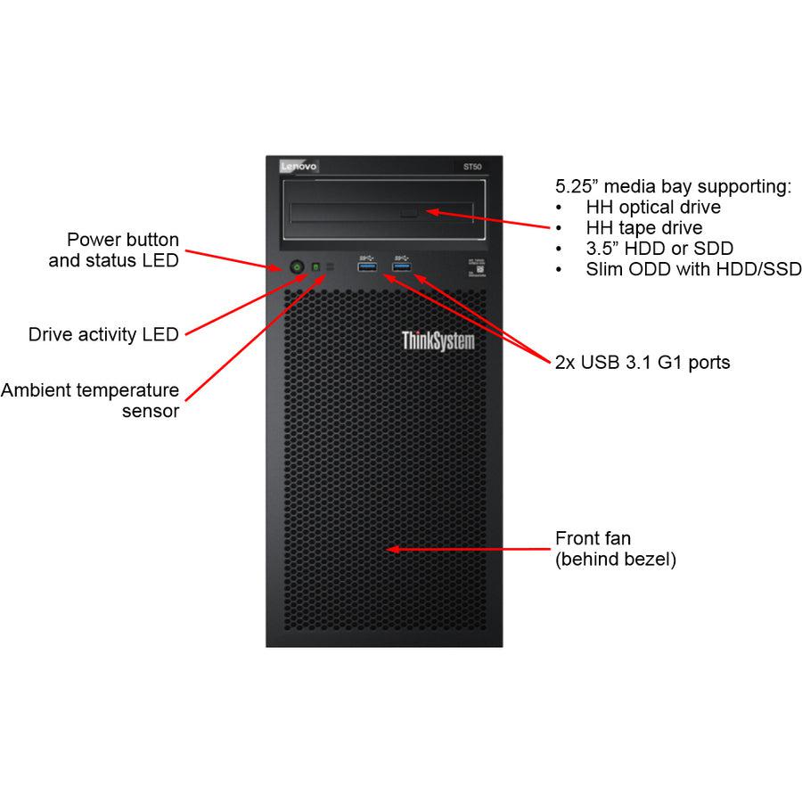 Lenovo Thinksystem St50 Server 3.3 Ghz 8 Gb Tower (4U) Intel Xeon E 250 W Ddr4-Sdram