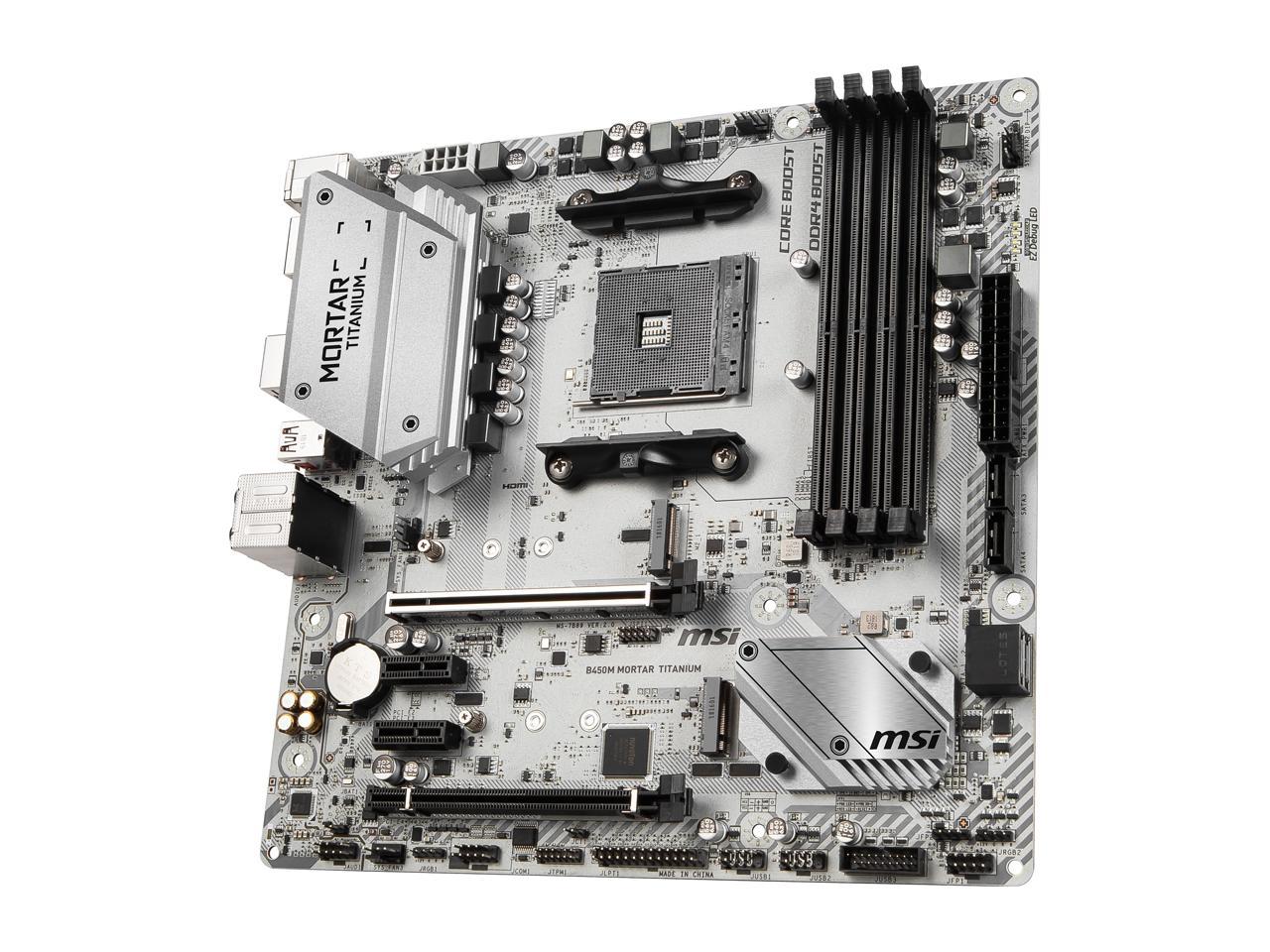 Msi B450M Mortar Titanium Am4 Amd B450 Sata 6Gb/S Usb 3.1 Hdmi Micro Atx Amd Motherboard