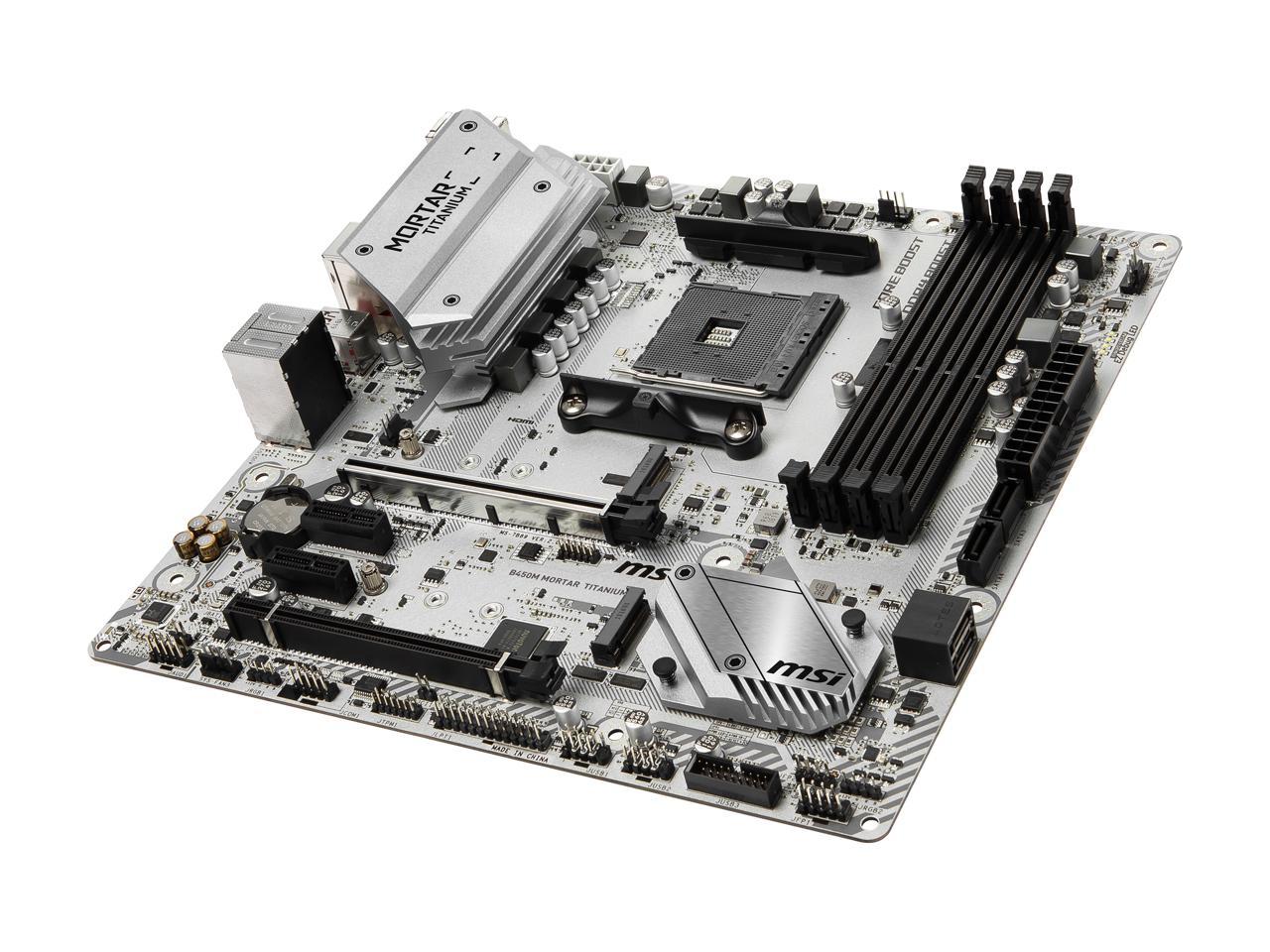 Msi B450M Mortar Titanium Am4 Amd B450 Sata 6Gb/S Usb 3.1 Hdmi Micro Atx Amd Motherboard