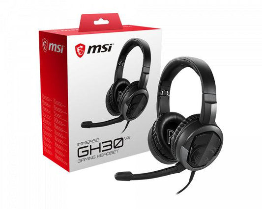 Msi Immerse Gh30 V2 Gaming Headset 'Black With Iconic Dragon Logo, Wired Inline Audio With