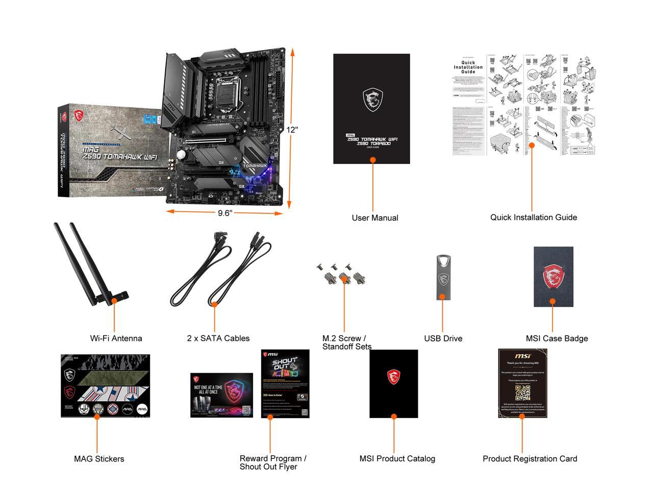 Msi Mag Z590 Tomahawk Wifi Lga 1200 Intel Z590 Sata 6Gb/S Atx Intel Motherboard