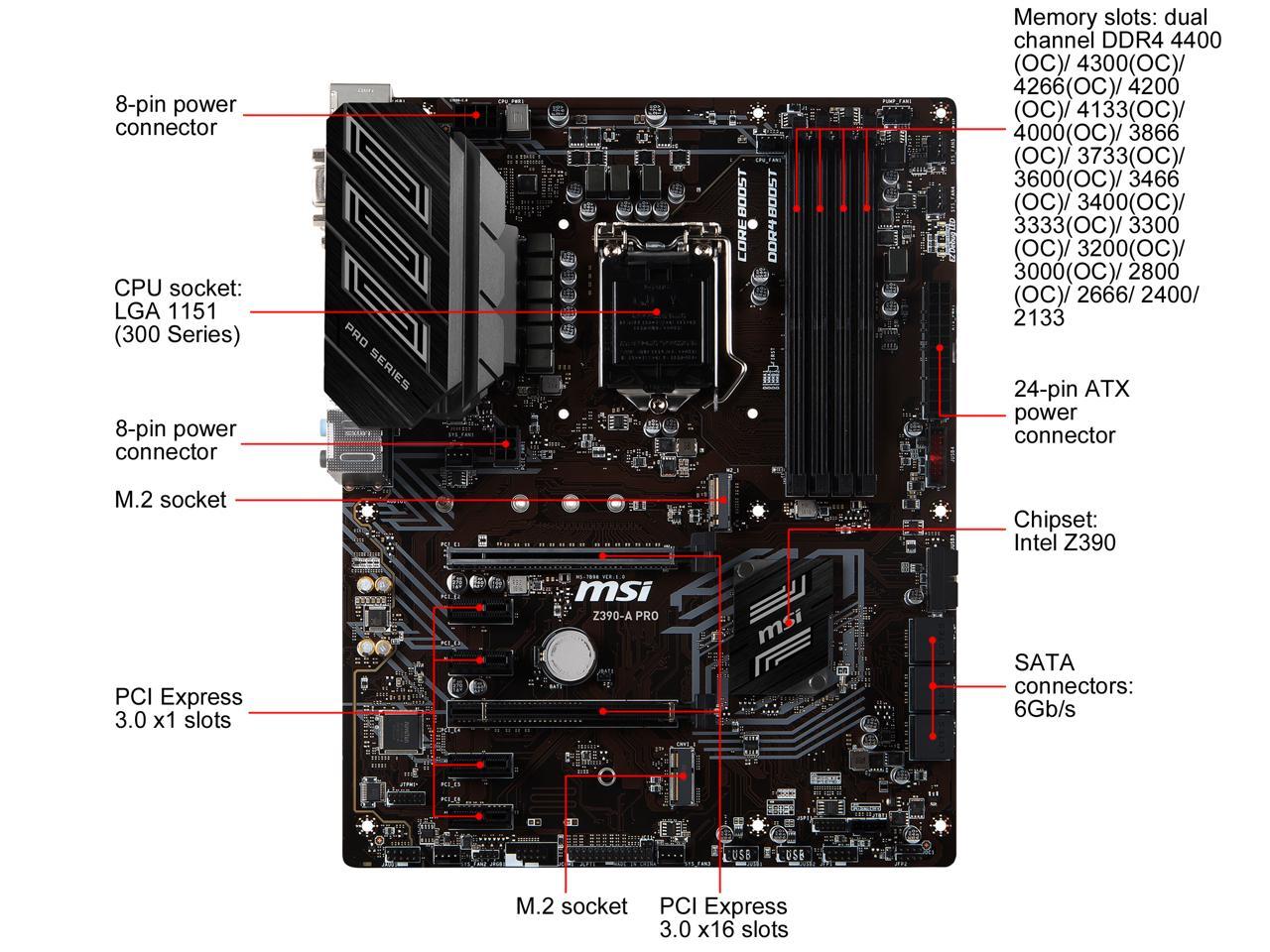 Msi Pro Z390-A Pro Lga 1151 (300 Series) Intel Z390 Sata 6Gb/S Atx Intel Motherboard