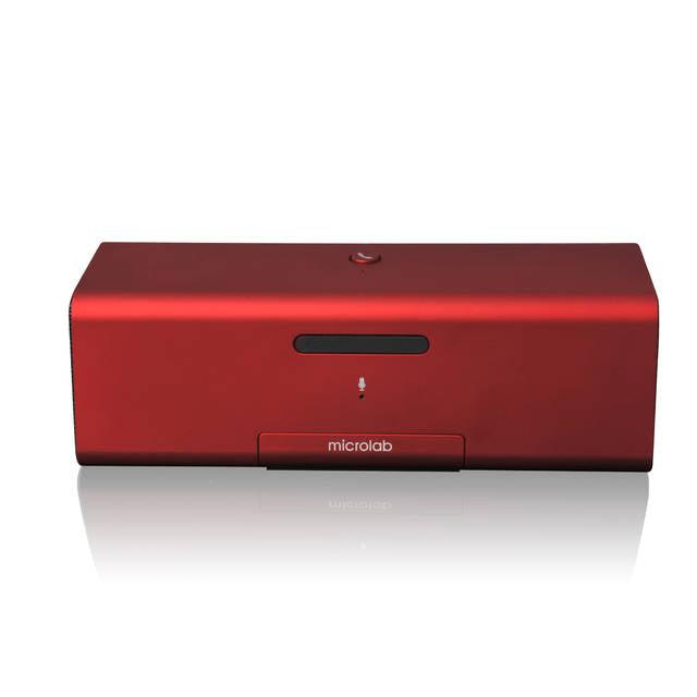 Microlab Md212 Wireless Bluetooth Portable Stereo Speaker W/ Microphone & Rechargeable Battery & Retractable Tray (Red)