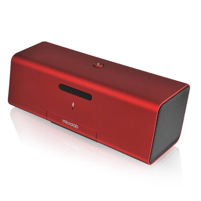 Microlab Md212 Wireless Bluetooth Portable Stereo Speaker W/ Microphone & Rechargeable Battery & Retractable Tray (Red)