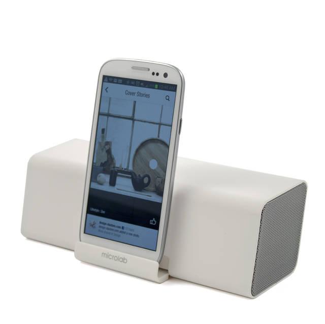 Microlab Md212 Wireless Bluetooth Portable Stereo Speaker W/ Microphone & Rechargeable Battery & Retractable Tray (White)
