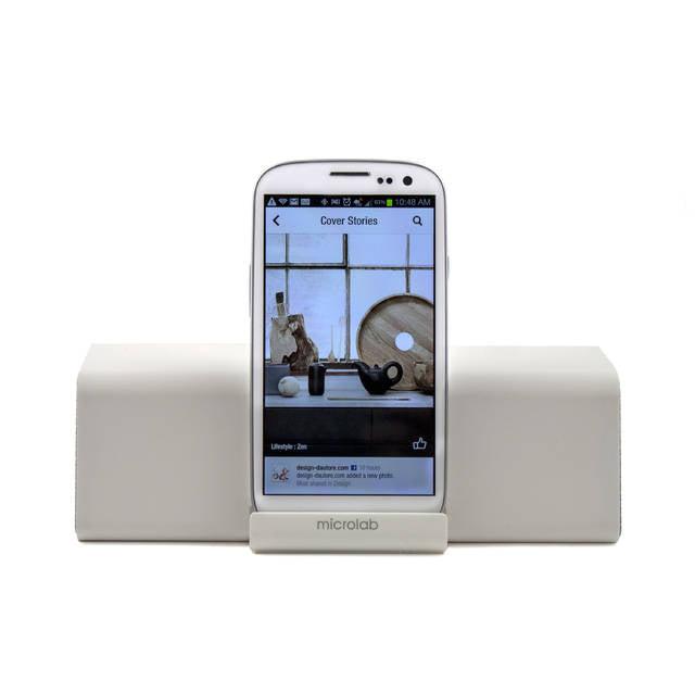 Microlab Md212 Wireless Bluetooth Portable Stereo Speaker W/ Microphone & Rechargeable Battery & Retractable Tray (White)