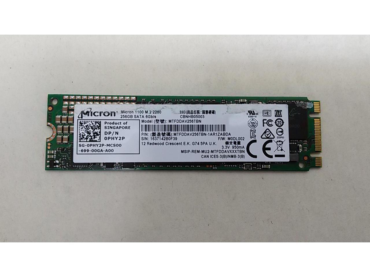 Micron 1100 256Gb M.2 2280 Sata 6Gb/S Solid State Drive Tcg-E 0.25Dwpd