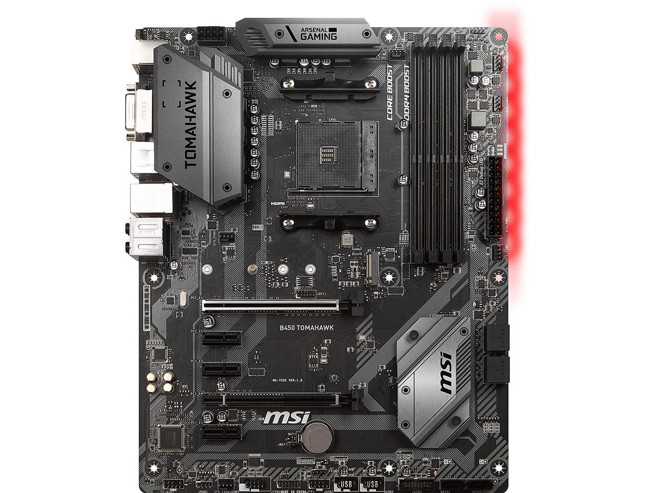 Msi B450 Tomahawk Am4 Amd B450 Sata 6Gb/S Usb 3.1 Hdmi Atx Amd Motherboard