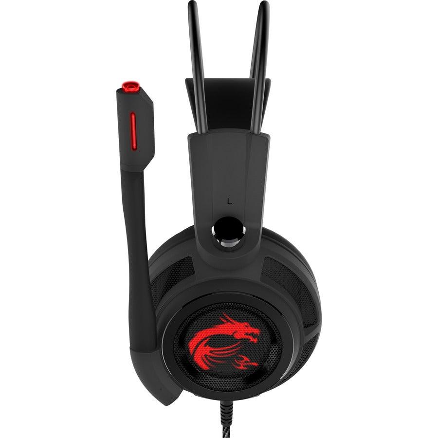 Msi Ds502 7.1 Virtual Surround Sound Gaming Headset 'Black With Ambient Dragon Logo, Wired Usb Connector, 40Mm Drivers, Inline Smart Audio Controller, Ergonomic Design'