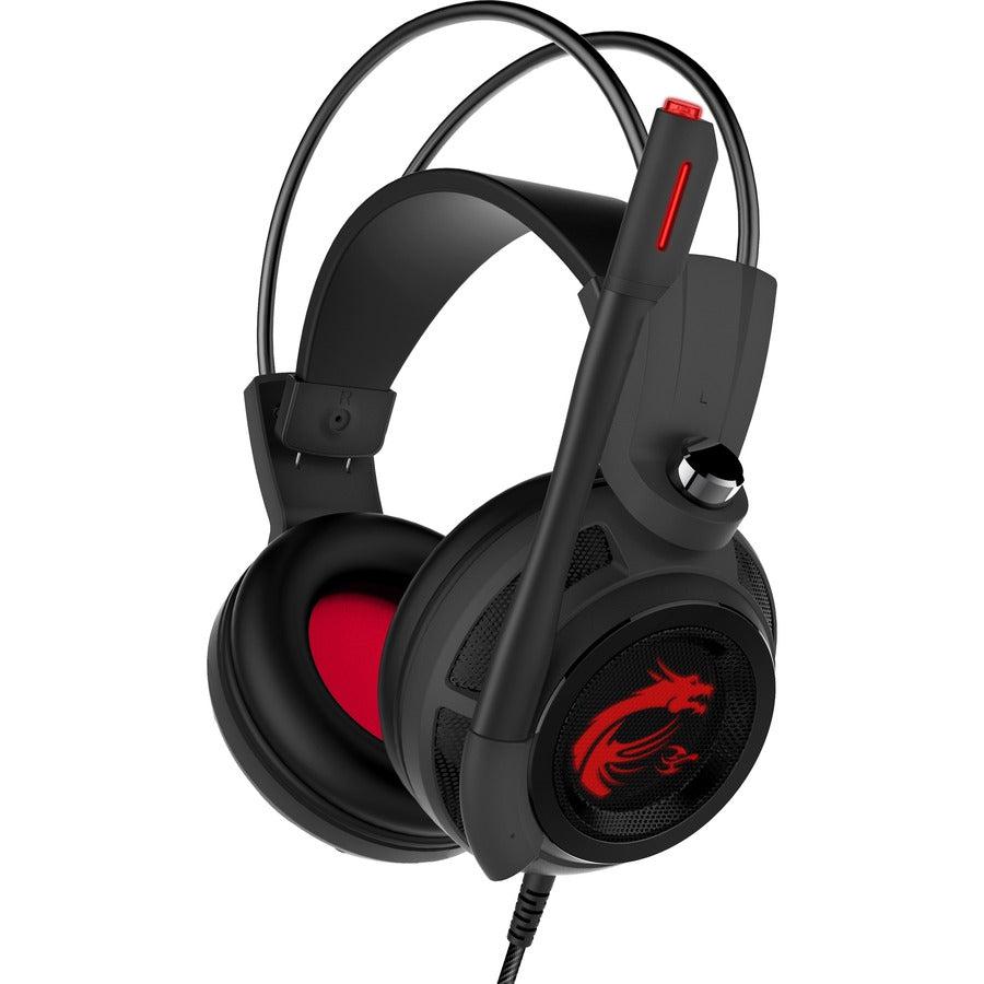 Msi Ds502 7.1 Virtual Surround Sound Gaming Headset 'Black With Ambient Dragon Logo, Wired Usb Connector, 40Mm Drivers, Inline Smart Audio Controller, Ergonomic Design'