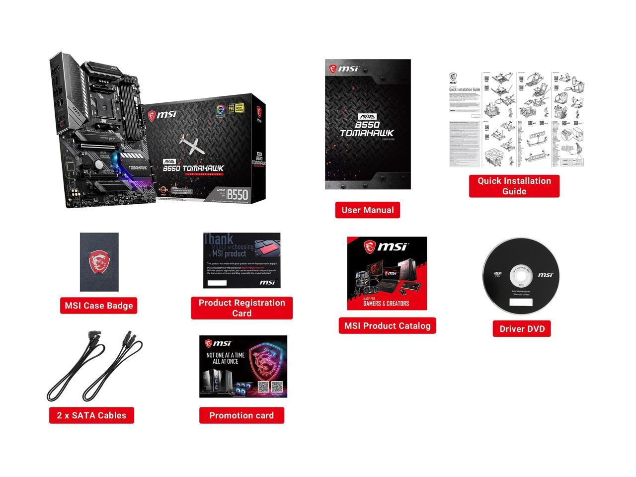 Msi Mag B550 Tomahawk Am4 Amd B550 Sata 6Gb/S Atx Amd Motherboard