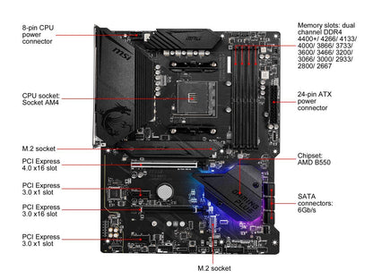 Msi Mpg B550 Gaming Plus Am4 Amd B550 Sata 6Gb/S Atx Amd Motherboard