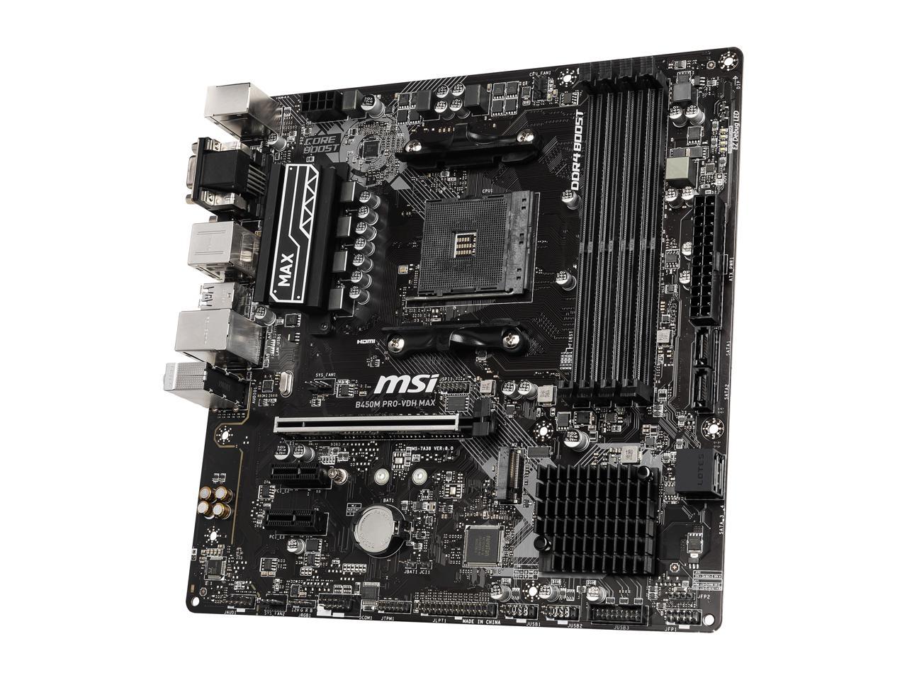 Msi Pro B450M Pro-Vdh Max Am4 Amd B450 Sata 6Gb/S Micro Atx Amd Motherboard