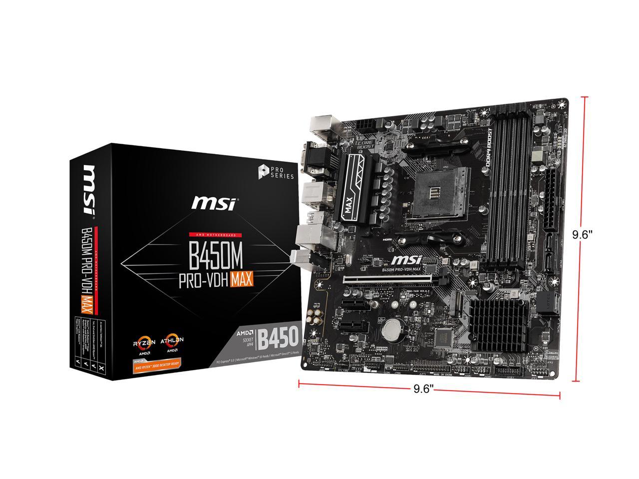 Msi Pro B450M Pro-Vdh Max Am4 Amd B450 Sata 6Gb/S Micro Atx Amd Motherboard