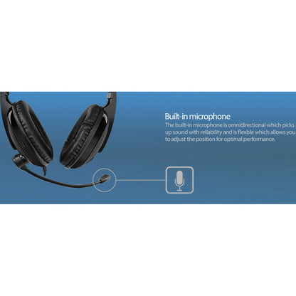 Multimedia Headset W/Microphone,3.5Mm Conn Inline Vol Control
