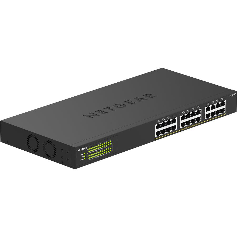 Netgear Gs324Pp Unmanaged Gigabit Ethernet (10/100/1000) Power Over Ethernet (Poe) Black