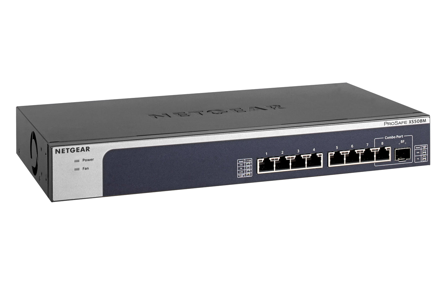 Netgear Xs508M Unmanaged 10G Ethernet (100/1000/10000) 1U Black, Blue, Silver