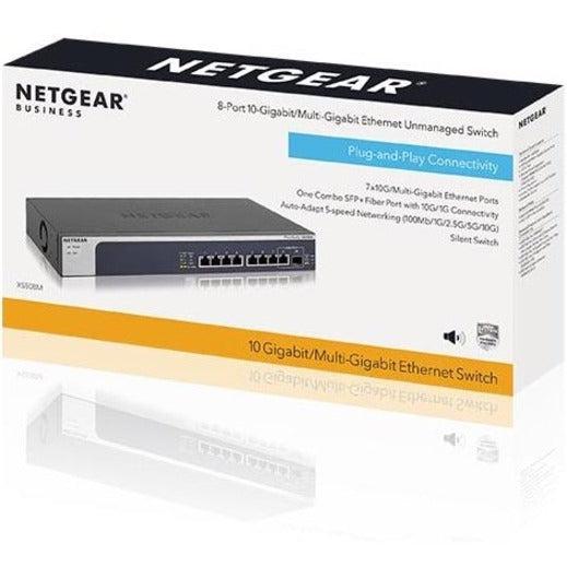 Netgear Xs508M Unmanaged 10G Ethernet (100/1000/10000) 1U Black, Blue, Silver