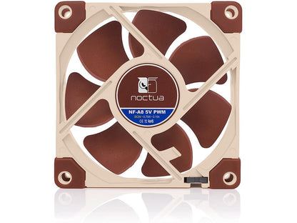 Noctua Nf-A8 5V Pwm, Premium Quiet Fan With Usb Power Adaptor Cable, 4-Pin, 5V Version (80Mm, Brown)