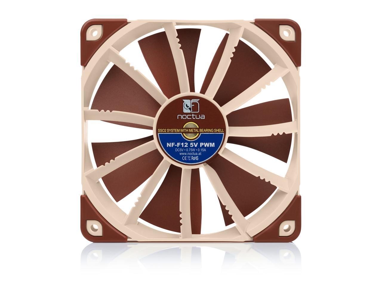 Noctua Nf-F12 5V Pwm, Premium Quiet Fan With Usb Power Adaptor Cable, 4-Pin, 5V Version (120Mm, Brown)