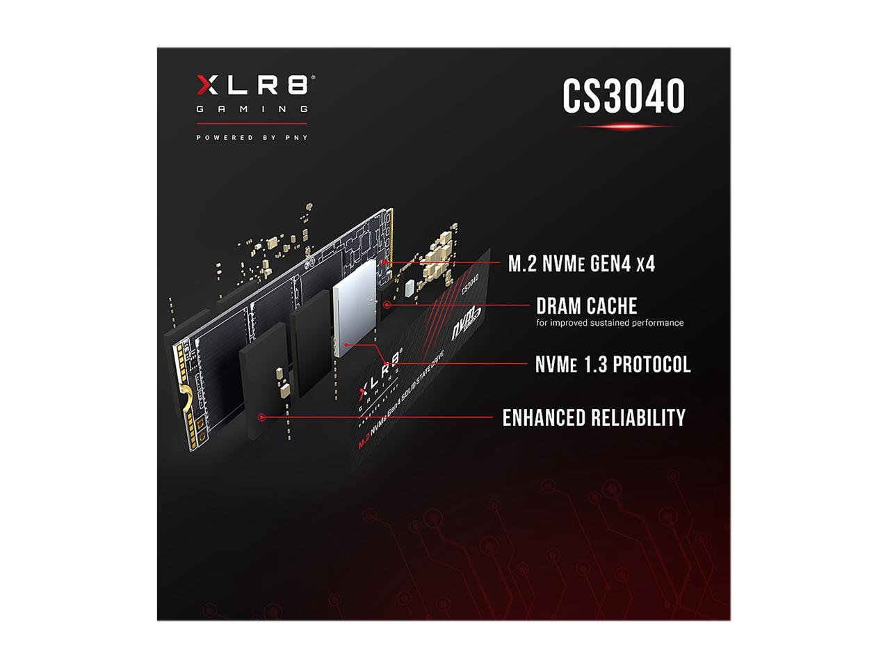 Pny Xlr8 Cs3040 1Tb M.2 Nvme Gen4 X4 Internal Solid State Drive (Ssd) With Heatsink - M280Cs3040Hs-1Tb-Rb